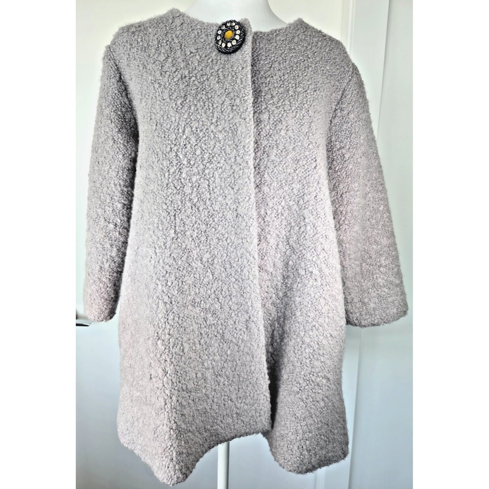 Patrizia Pepe Jacket Plush Cotton 3/4 Sleeves Beaded Rhinstone Button Chic Party